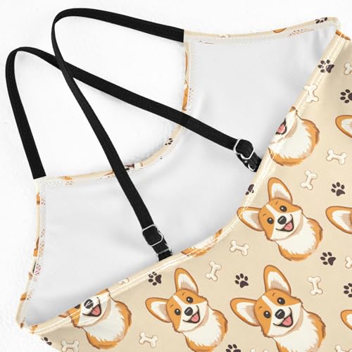 senya Girls Swimsuits One-Piece Swimwear Tie Bathing Suit Beach Summer Round Neck 5-6T Cute Dog Bone Footprint Pattern4