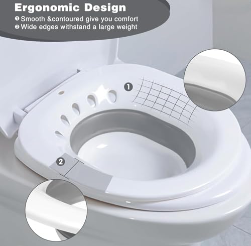 Image of plastic Sitz Bath Tub with Air Pump for Women & Men, Large Capacity Portable Perineal Soaking Basin, Suitable for Postpartum Care, Hemorrhoids Recovery(Tub Seat, Light Pink)