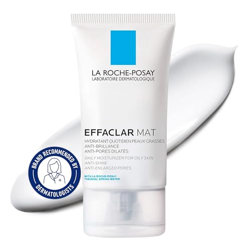 La Roche Posay Face Moisturizer for Oily, Acne-Prone Skin, Effaclar Mat Daily Face Cream, Anti-Shine & Pore Minimizer, Oil-Free, Recommended by Dermatologists, Travel Size, 40ml