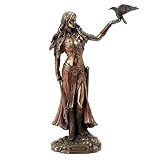 BY SIGRIS Figura Diosa Morrigan Celta Dorado de Resina 27X8X17cm Figura Bronce Figuras Decorativas Decoracion Original
