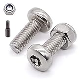 Glvaner (50 Sets) M4 x 10mm Pan Torx Head Tamper Proof Security Torx Head Machine Screws with M4 Locknuts and a Torx Drive Bit Stainless Steel 304 (18-8) Full Thread