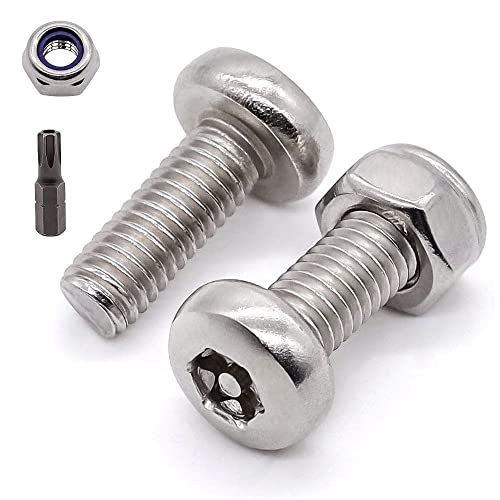 Vis à métaux M5 x 12 mm Torx inviolable en acier inoxydable 304 Glvaner avec écrous