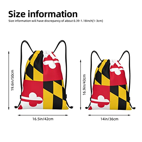Maryland MD State Flags Drawstring Bags Unisex Drawstring Backpack 3D Print Lightweight Daypack Sports Gym Bag Small3