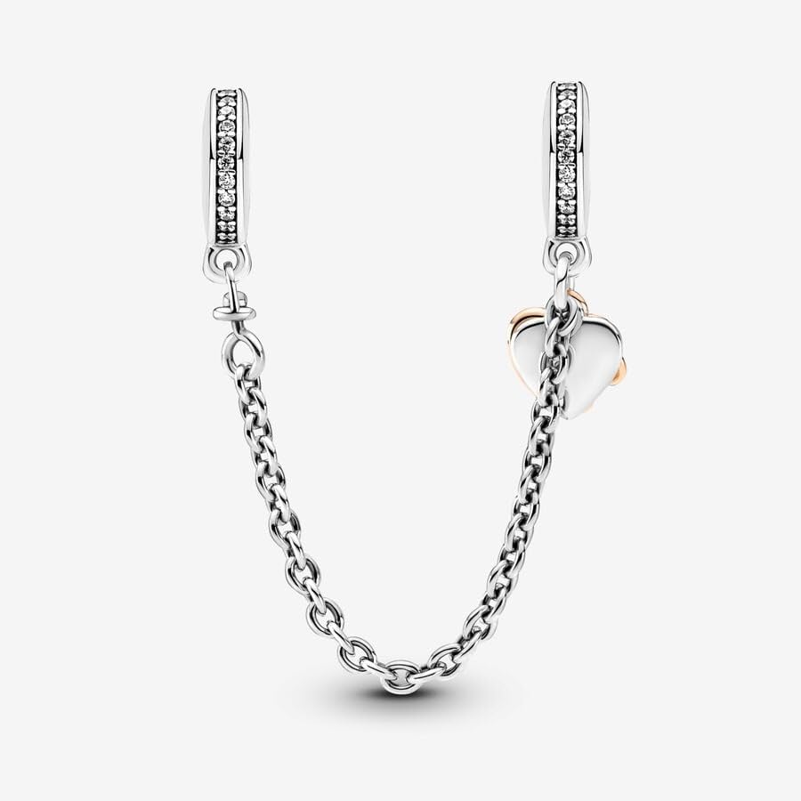 ARTCHARM Heart Safety Chain Charm 925 Sterling Silver Beads fit European Charms Bracelet & Necklace2