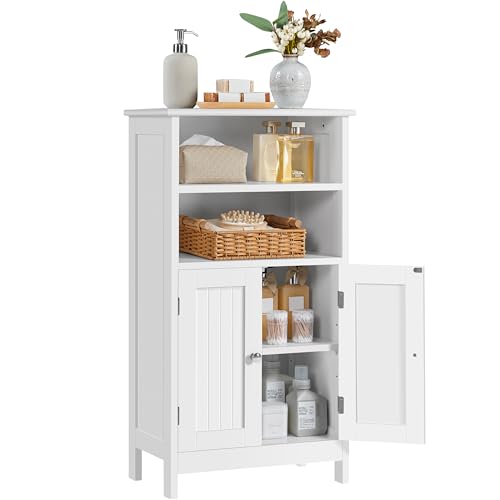 Yaheetech Bathroom Floor Cabinet, Free Standing Cabinet with Double Door and Adjustable Shelf, Side...