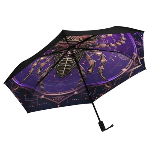 Parapluie pliant beige horoscope abstrait compact pour voyage - 5