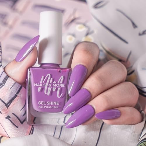 Image of Nails & More Orchid Nail Polish, Argan Oil-Infused Gel Shine, Bright Purple Nails, Trendy Nail Color | 10ml
