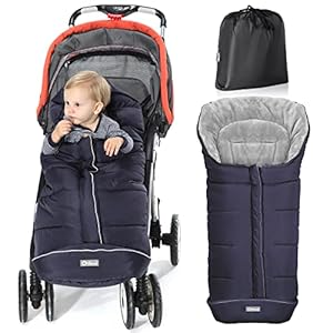 Orzbow Fußsack für Kinderwagen Buggy,Baby Fußsack Schlafsack,Babyfußsack für Babyschale,Winterfußsack mit Reißverschluss Waschbar Passend für Alle Kinderwagen (Blau,Groß)