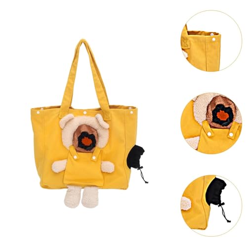 Sac de transport chat bandoulière jaune - Sac portable animaux respirant et pratique