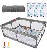 Box Per Bambini NAIZY XXL 200x180cm - Recinto Pieghevole Con Rete Traspirante Grigio - Foto 10