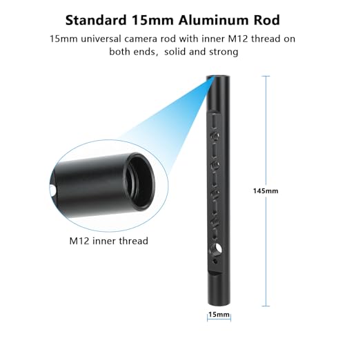 Image of CAMVATE 15mm Cheese Rod with Anti-Twist 1 /4 inch-20 and 3 /8 inch-16 Thread (5.7 inch)