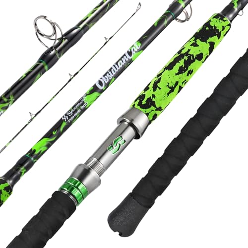 Sougayilang Catfish Rod 7 MH Catfishing Pole Carbon Fishing Rod with Solid Tip Stainless Steel Guides & Spiral EVA Handle for Freshwater Saltwater for Catfish-Spinning