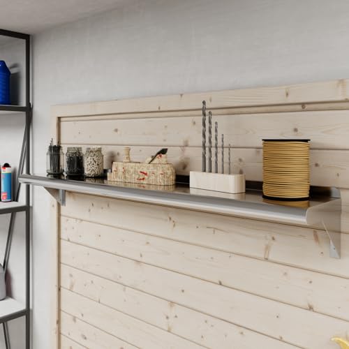 Image of AmGood 8 in. x 48 in. Stainless Steel Wall Shelf | NSF | Metal Shelving | Garage, Laundry, Storage, Utility Room | Restaurant, Commercial Kitchen