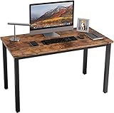 Computer Desk, APOWE Industrial Writing Desk, Home Office Desk, PC Laptop Study Workstation for Home Office, Living Room, Dining Table - Rustic Brown Tabletop with Sturdy Metal Frame - Easy Assembly