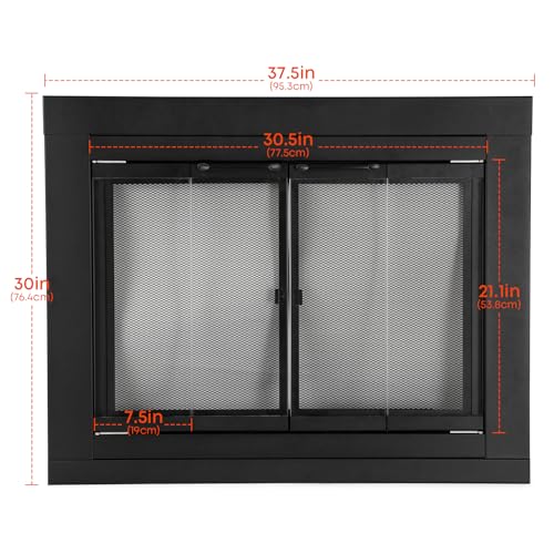 Image of Stanbroil Fireplace Glass Bi-fold Style Door, Black, Small