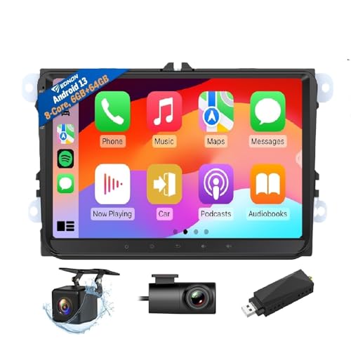 Eonon Autoradio pour VW Golf VI/V Polo Touran Passat T5 Seat Skoda 9 Pouces Android 13 6Go + 64Go 4G CarPlay Android Auto, GPS Sat Nav, Caméra de recul...