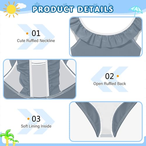 Traje de baño de playa para niñas, bañador suave con volantes 5