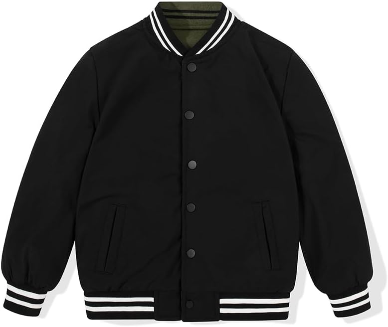 SNOW DREAMS Boys Bomber Jacket Reversible Flight Jackets Fall Spring Varsity Windbreaker