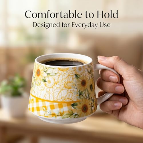 Taza de cerámica Topadorn 12oz con diseño girasol y caja de regalo miniatura 2