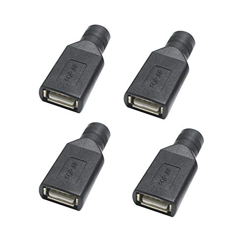 Acxico adaptador conector USB a DC 5.5x2.1 mm, 4 piezas miniatura 1