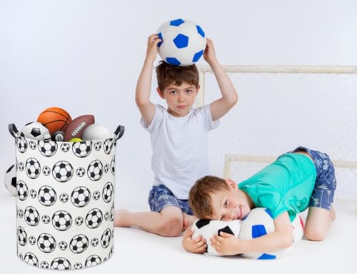 Image of Kids Laundry Basket Soccer Hamper for Nursery Hamper Cute Kids Storage Bin Organizer Room Decor for Home(Black soccer)