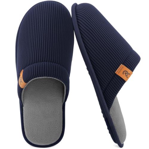 Image of VeraCosy Men's Corduroy Scuff Slippers Soft Comfy Memory Foam Non-slip Indoor House Shoes