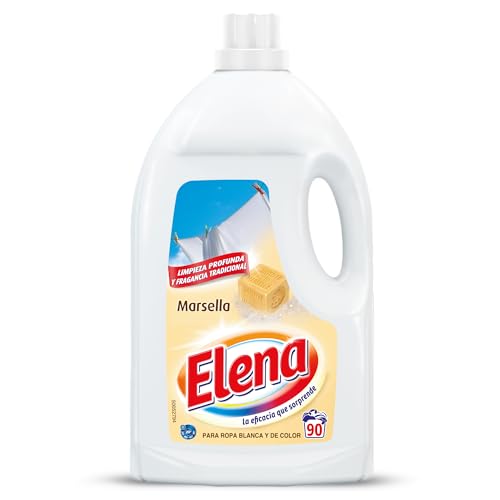 Elena Marsella Detergente para lavadora, adecuado para ropa blanca y de color, formato gel, 90 dosis