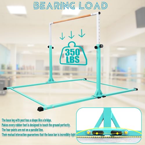 Image of Seliyoo Foldable Gymnastics Bar for Kids Teens Ages 3-18, 5FT /6FT Kip Training Bar -Sturdy Base for Home Training,Adjustable Height 35 inch to 59 inch for, 400 LBS Capacity,Anti-Slip Base & Easy Assembly