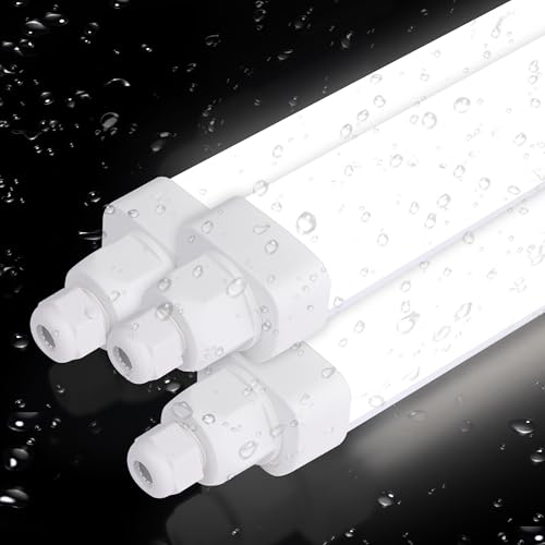 Allesin Premium 120lm/w, 3er Pack Feuchtraumleuchte LED 150CM, 45W 5400LM Led Röhre, Kaltweiß Reihenschaltung Kellerlampe IP65 Wasserfest Werkstattlampe Leuchtstoffröhre Leuchte