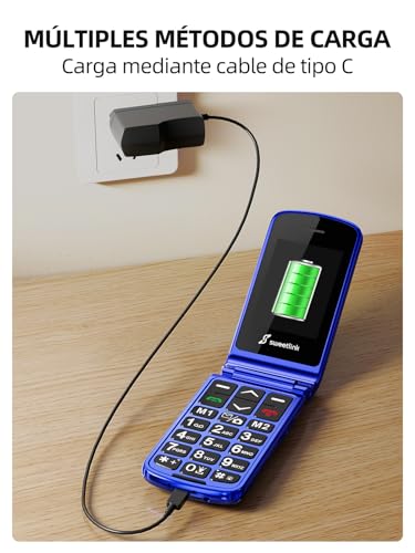 Teléfono Móvil para Mayores SweetLink F2, Teclas Grandes, Azul - Imagen 6