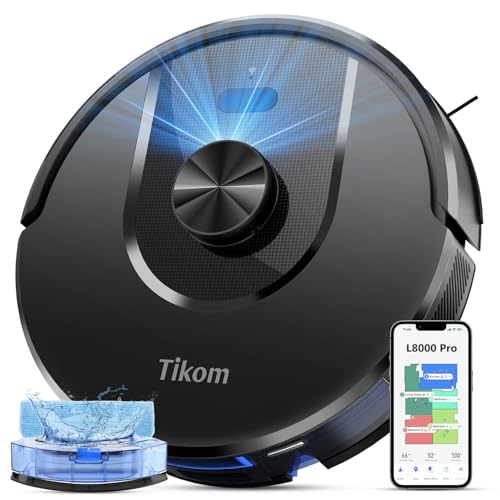 Tikom Saugroboter mit Wischfunktion, 6000Pa Staubsauger Roboter mit LiDAR Navigation, 150Min Max, APP Steuerung, 14 No-Go-Zonen, Saug und Wischroboter für Tierhaare, Teppiche und Hartboden(L8000 Pro) Tikom Saugroboter mit Wischfunktion, 6000Pa Staubsauger Roboter mit LiDAR Navigation, 150Min Max, APP Steuerung, 14 No-Go-Zonen, Saug und Wischroboter für Tierhaare, Teppiche und Hartboden(L8000 Pro)