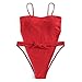Produktbild Gogogo Damen Bikini Badeanzug Einteiliger Sexy Push up Halter Fliege Bindung Badebekleidung Rot M