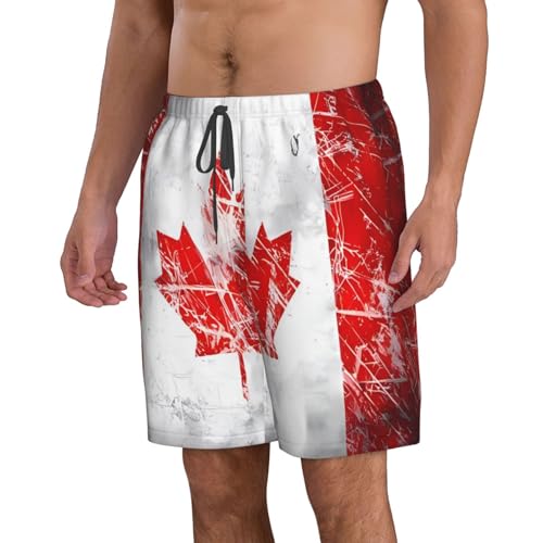 Retro Canada Flag Men's Beach Pants-Quick-Dry & Comfortable Mens Beach Shorts for Men, Perfect for Surfing and Everyday Wear White2