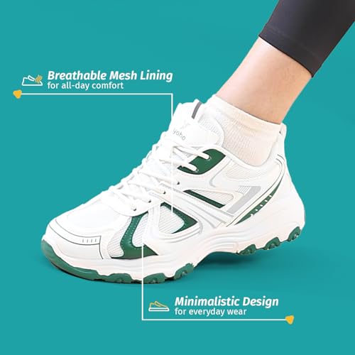 Image of YOHO Tempo Chunky Sneakers for Women|Stylish & Lightweight Casual Sports Shoes for Woman /Girls |Walking, Running, Gym & Everyday Use -0705