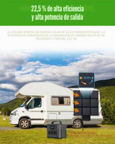 Panel solar plegable de 200W con cable de 3m y protección IP67 para camping 3