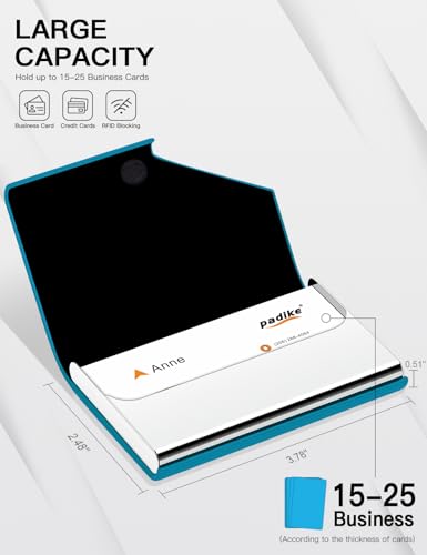 Image of Padike Business Card Holder, Upgraded Leather Business Card Case Pocket Card Holders for Men or Women, Metal Slim Name Card Holder RFID Blocking Business Card Carrier with Magnetic Closure(Y-TQ)
