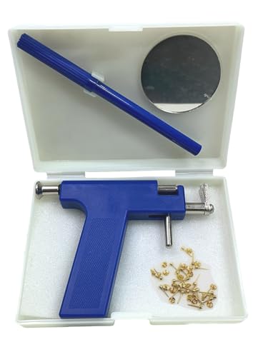 Image of Professional Steel Ear Nose Body Blue Color Piercing Gun Shots Tool Kit Set