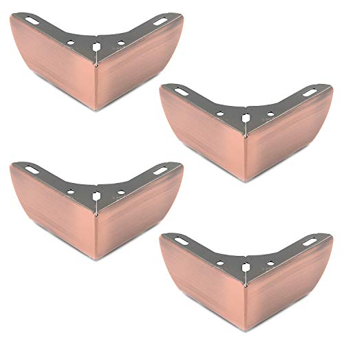 Antrader 4pcs 2 Inch Height Minimalist Design Furniture Feet Metal Sofa Cupboard Cabinet Leg Replacement Parts, Copper Tone