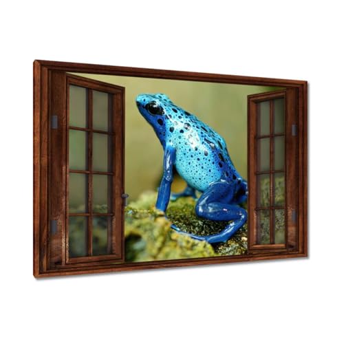 Peinture imprimée sur toile grenouille bleue azur | Déco murale salon 120x80 cm