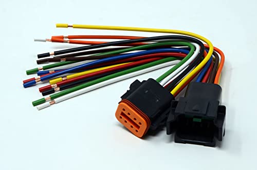 Deutsch DT 8-pin Black Pigtail Kit, 14AWG Pure Copper GPT Wire, Made in USA