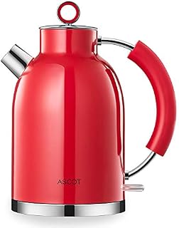 ASCOT Stainless Steel Filter Kettles Tea Heater & Hot Water Boiler, 1.6L, 2200W, BPA-Free, Automatic Shutoff, Boil-Dry Protection Kettle (Pink)