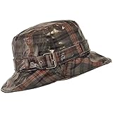 Unisex, tamaño de borde 6 cm TOUTACOO, Gorro para la Lluvia a Cuadros, Sombrero Impermeable (marrón/Gris)