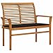 Suiwen Panca Giardino Panchina da Esterno Panchina da Giardino Panchine da Giardino da Esterno Panca da Giardino con Cuscino Nero 112 cm in Legno di Teak