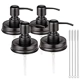 4 Pack Mason Jar Soap Dispenser Lids with Pumps, Rustproof Stainless Steel, Lotion Soap Dispenser...