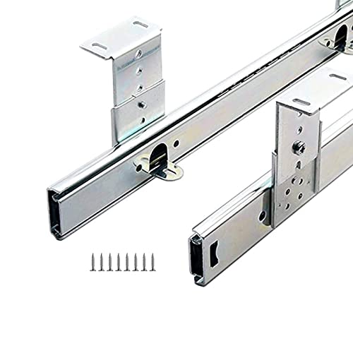 All Metal Ball Bearing Drawer Slide Rail Under Desk Keyboard Slide, 1-Pair Telescopic Guides 50kg Load, For Under The Table Keyboard Shelf, Cabinet Furniture Drawer Slides ( Color : Silver , Size : 40