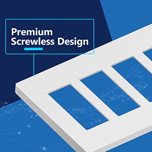 Image of LIDER Quadruple Decorator Switch Cover, Screwless Wall Plate, Mid-Size 4-Gang 4.88 inch x 8.58 inch, LSWP-34M-W, UL Listed, Thermoplastic, Matte White, 1-Pack