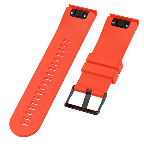 Ersatz-Armband f&uuml;r Garmin Fenix 5X / Fenix 3 / Fenix 3 HR, 26 mm Schnellverschluss, Silikon-Uhrenarmband mit Reparatur-Set (Orange)