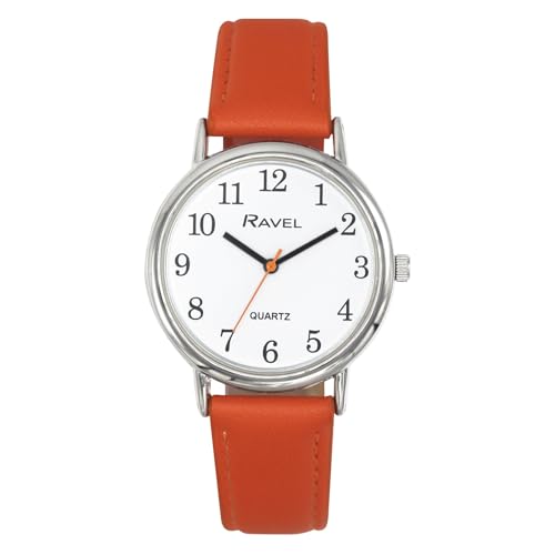 Ravel - Women's Round Brighter Days Silver Tone Watch (36mm case) - Analogue Quartz - R0140.18.1 - Bright Orange/White Dial