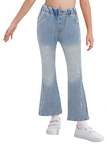 Hansber Girls Fasion Denim Pants Wide Leg with Pockets Girls Vintage for Party