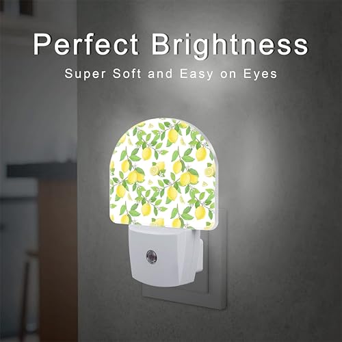 Image of Lemon and Flowers Night Light for Kids,Lemon Fruits and Floral Tree Plug in Night Light with Dusk to Dawn Sensor, 0.5w Energy Saving Nightlight for Hallway Stairway Kitchen Bedroom
